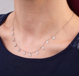 Gümüş Renk Damla Taş Bayan Gümüş Kolye 2