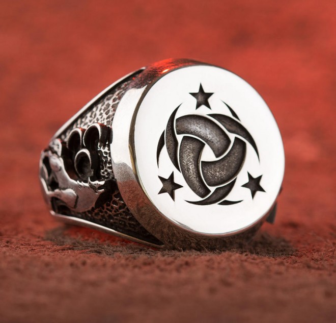 Gümüş Teşkilât-ı Mahsusa Yüzüğü (Ay Yıldız- Bozkurt)