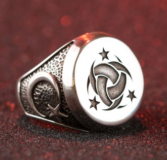 Gümüş Teşkilât-ı Mahsusa Yüzüğü (Ay Yıldız- Bozkurt) 2