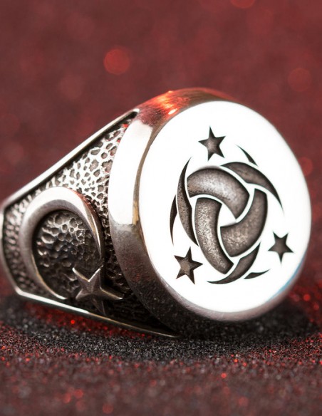 Gümüş Teşkilât-ı Mahsusa Yüzüğü (Ay Yıldız- Bozkurt)