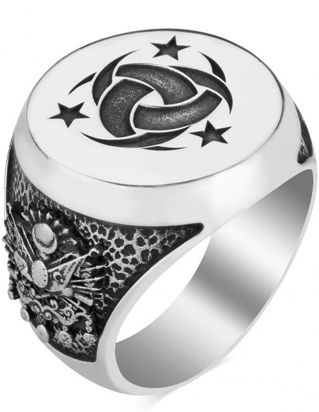 Gümüş Teşkilât-ı Mahsusa Yüzüğü Osmanlı Arması-Ayyıldız