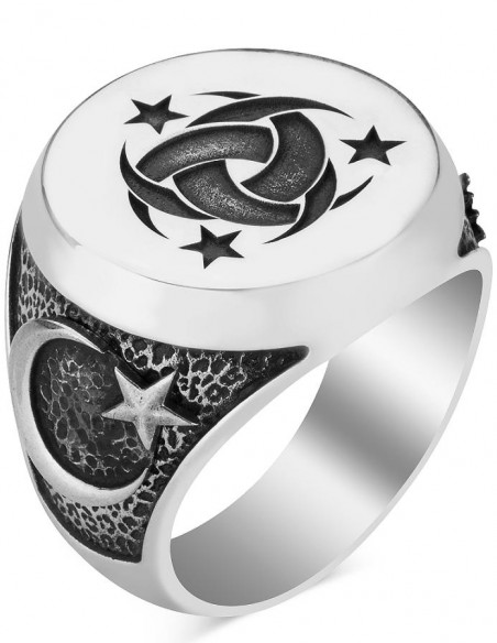 Gümüş Teşkilât-ı Mahsusa Yüzüğü Osmanlı Arması-Ayyıldız