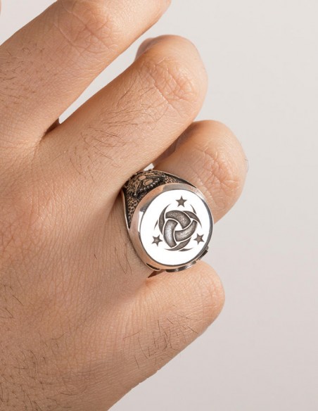 Gümüş Teşkilât-ı Mahsusa Yüzüğü Osmanlı Arması-Ayyıldız