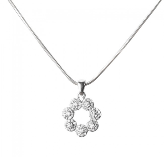Işıltılı Çiçekler Bayan Gümüş Kolye