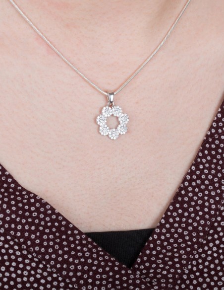 Işıltılı Çiçekler Bayan Gümüş Kolye