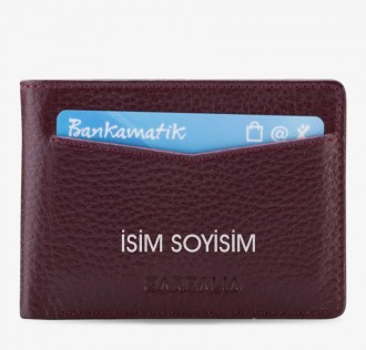 İsme Özel Bordo RFID Güvenli Kartlık Cüzdan
