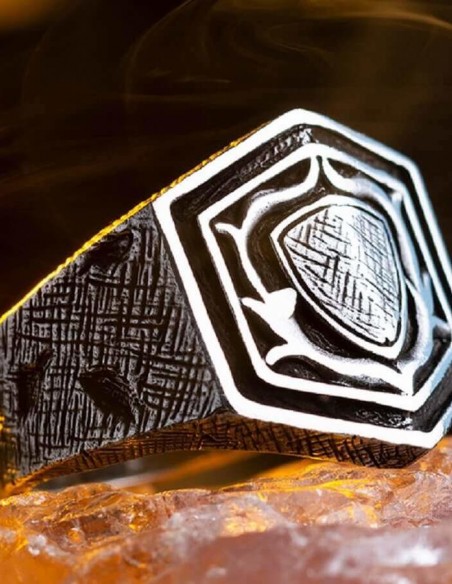 Kalkan Tasarım Eskitme Gümüş Yüzük