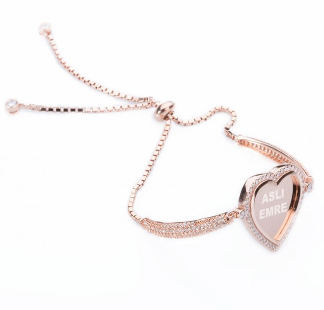 Kalpli İsimli Bayan Gümüş Bileklik