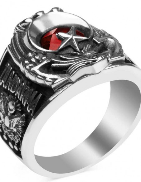 Kartal Başlı Bozkurt Motifli Jandarma Yüzüğü