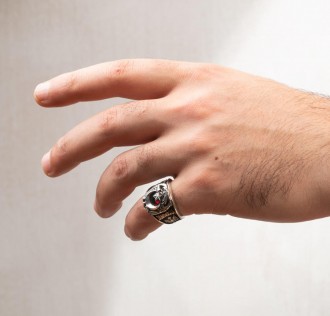 Kartal Başlı Bozkurt Motifli Jandarma Yüzüğü 2