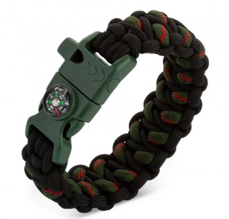 Kırmızı Detaylı Pusulalı Survival Paracord Bileklik