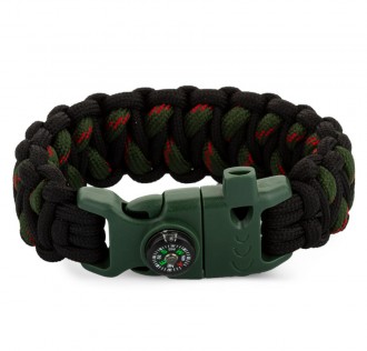 Kırmızı Detaylı Pusulalı Survival Paracord Bileklik 2