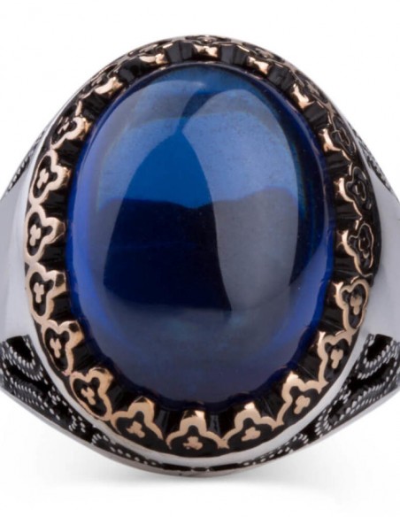 Kişiselleştirilebilir Mavi Taşlı Gümüş Yüzük