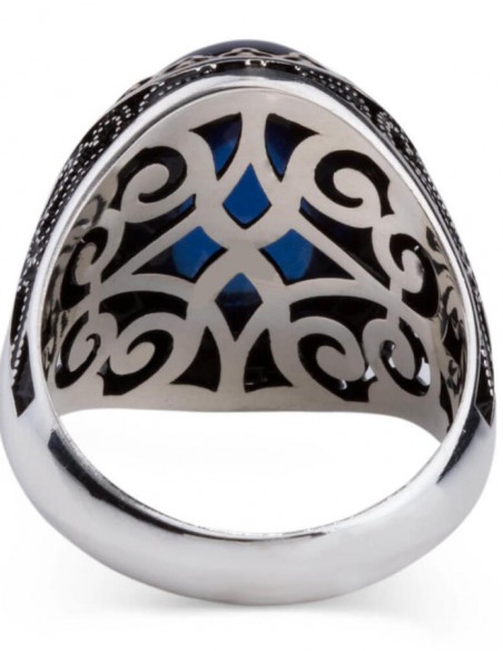 Kişiselleştirilebilir Mavi Taşlı Gümüş Yüzük