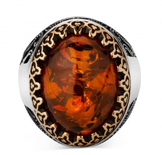 Kişiselleştirilebilir Sentetik Turuncu Taşlı Gümüş Yüzük 2