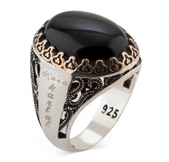 Kişiselleştirilebilir Siyah Oniks Taşlı Gümüş Yüzük 2