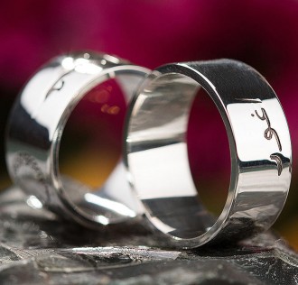 Kişiye Özel 925 Ayar Gümüş Arapça İsim Yazılı Alyans Çifti