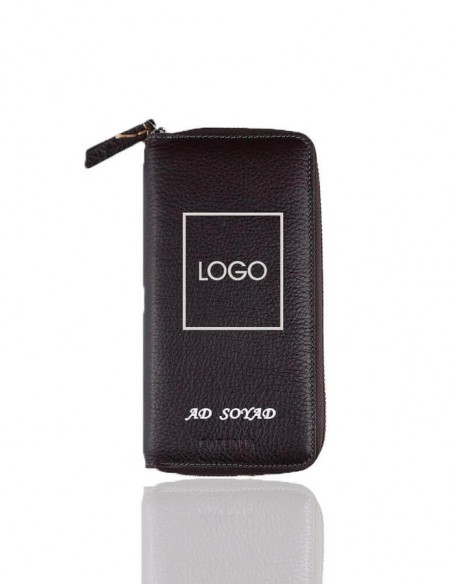 Kişiye Özel Fonksiyonel Hakiki Deri Kadın Cüzdanı Kahverengi