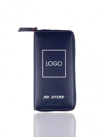 Kişiye Özel Fonksiyonel Hakiki Deri Kadın Cüzdanı Lacivert