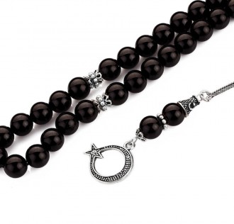 Küre Kesim Ay Yıldız Püskül Oniks Tesbih 2