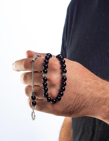 Küre Kesim Ay Yıldız Püskül Oniks Tesbih