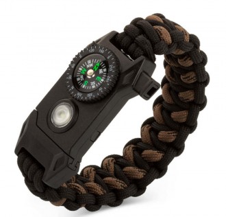 LED Işıklı Siyah-Kahverengi Paracord Bileklik