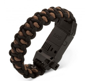 LED Işıklı Siyah-Kahverengi Paracord Bileklik 2