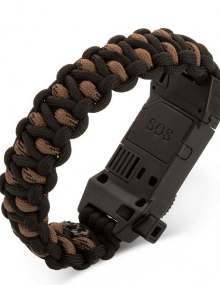 LED Işıklı Siyah-Kahverengi Paracord Bileklik