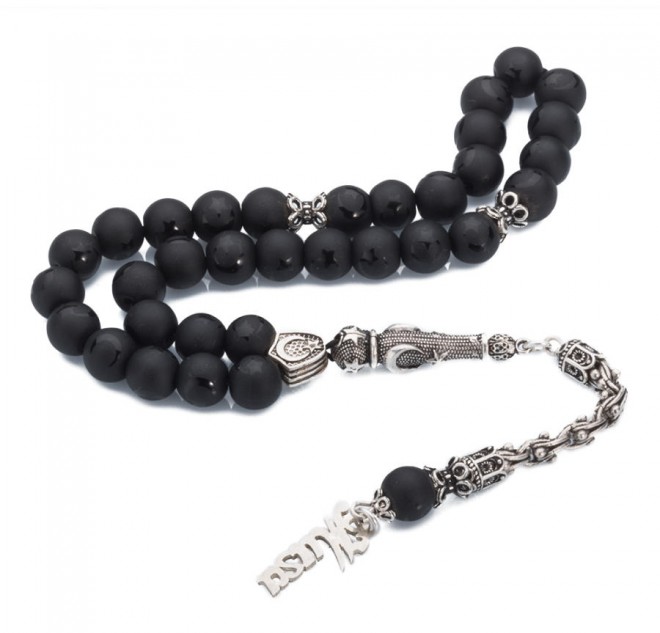 Mat Oniks Taşlı İsim Püsküllü Tesbih