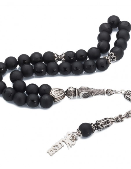 Mat Oniks Taşlı İsim Püsküllü Tesbih