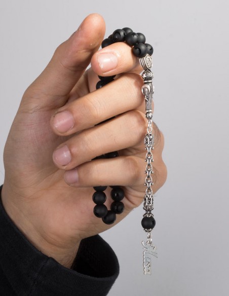 Mat Oniks Taşlı İsim Püsküllü Tesbih