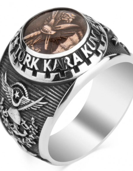 Mineli Dağ Komando Figürlü Türk Kara Kuvvetleri Yüzüğü