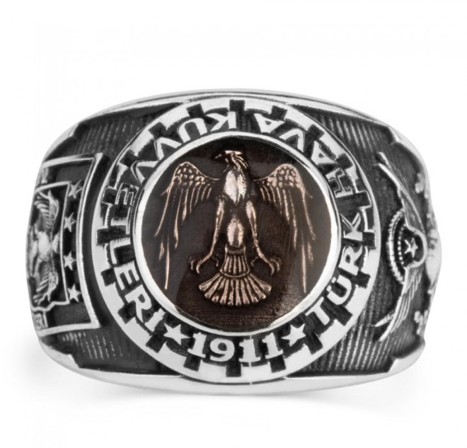 Mineli Kartal Figürlü Türk Hava Kuvvetleri Yüzüğü