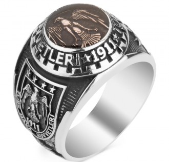 Mineli Kartal Figürlü Türk Hava Kuvvetleri Yüzüğü 2