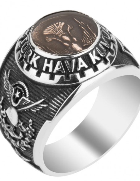 Mineli Kartal Figürlü Türk Hava Kuvvetleri Yüzüğü