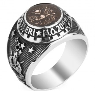 Mineli Osmanlı Armalı Türk Kara Kuvvetleri Yüzüğü 2