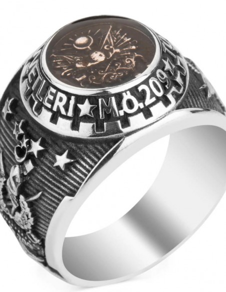 Mineli Osmanlı Armalı Türk Kara Kuvvetleri Yüzüğü