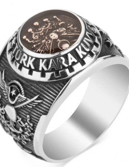 Mineli Osmanlı Armalı Türk Kara Kuvvetleri Yüzüğü