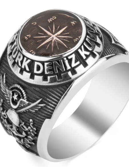 Mineli Pusula Figürlü Türk Deniz Kuvvetleri Yüzüğü