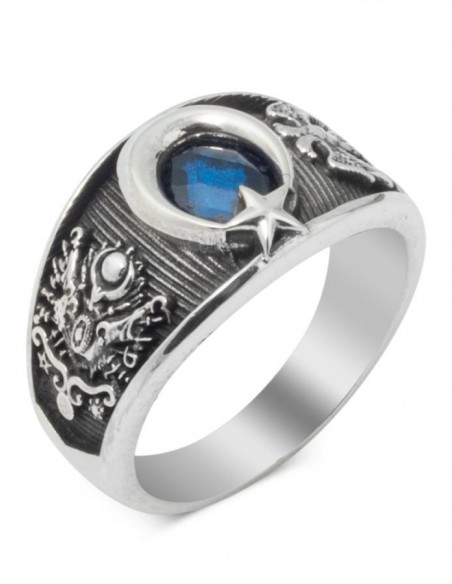 Modern Tasarımlı Osmanlı Armalı Gümüş Yüzük