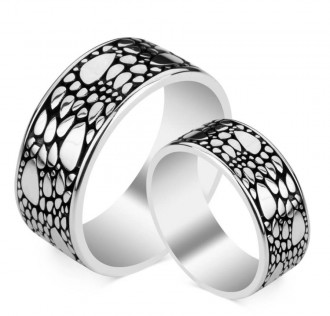 Motifli Gümüş Alyans Çifti