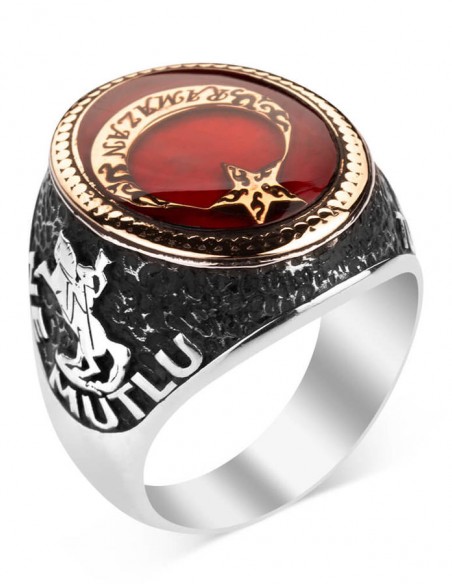 Ne Mutlu Türküm Diyene Yazılı Kişiye Özel Gümüş Yüzük