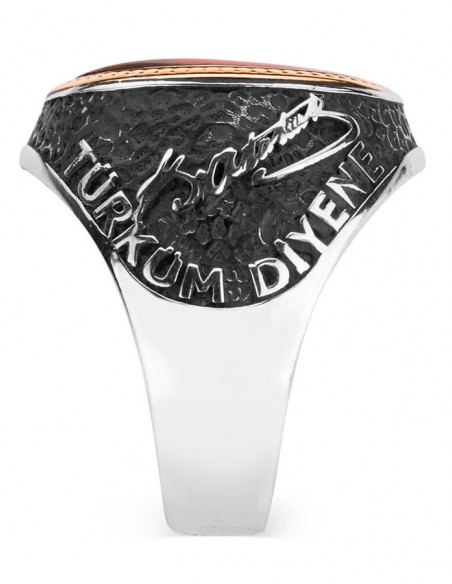 Ne Mutlu Türküm Diyene Yazılı Kişiye Özel Gümüş Yüzük