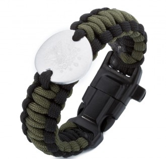 Osmanlı Armalı Paracord Bileklik (Asker Yeşili-Siyah)