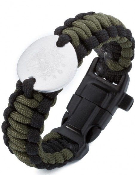 Osmanlı Armalı Paracord Bileklik (Asker Yeşili-Siyah)