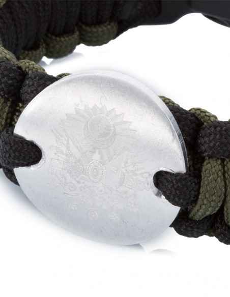 Osmanlı Armalı Paracord Bileklik (Asker Yeşili-Siyah)