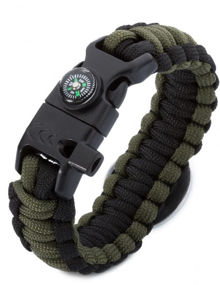 Osmanlı Armalı Paracord Bileklik (Asker Yeşili-Siyah)