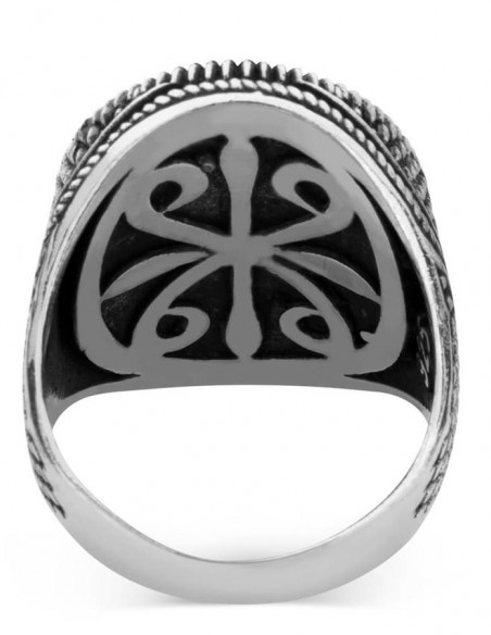 Oval Siyah Oniks Taş Gümüş Erkek Yüzük