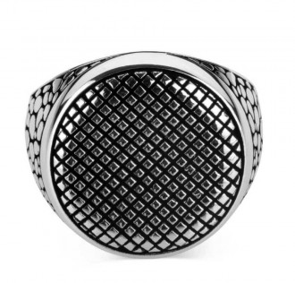 Örgü Desenli 925 Ayar Gümüş Erkek Yüzük 2