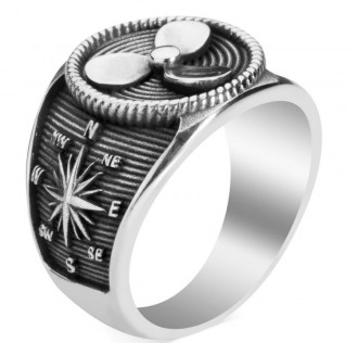 Pervane Motifli Gümüş Denizci Yüzüğü 2